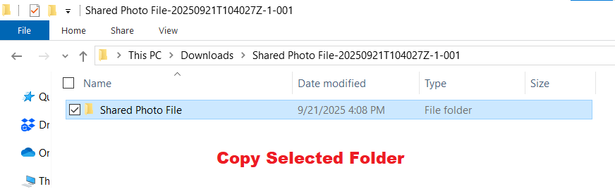 Copy Shared Photo File Folder