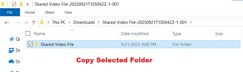 Copy Shared Video File Folder
