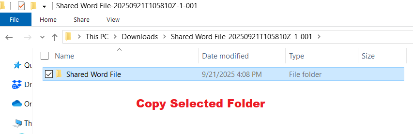 Copy Shared Word File Folder