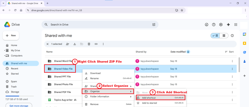 Create a shortcut shared Video File folder in Folder Lock