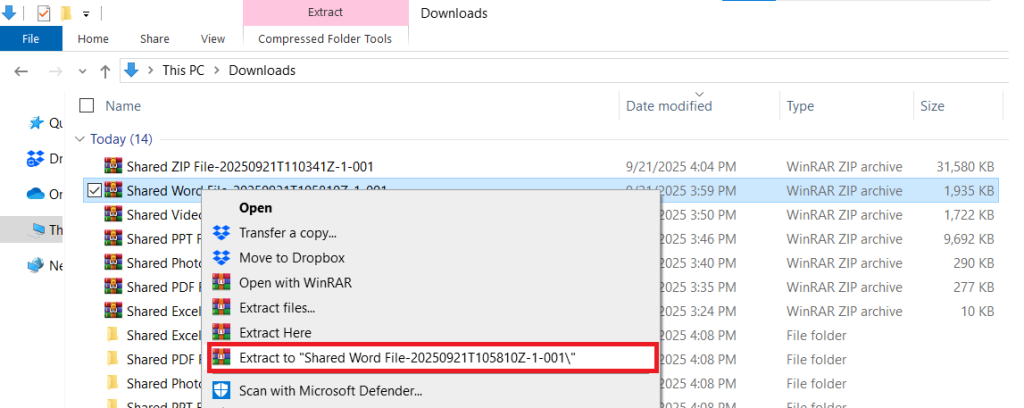 Extract Shared Word File