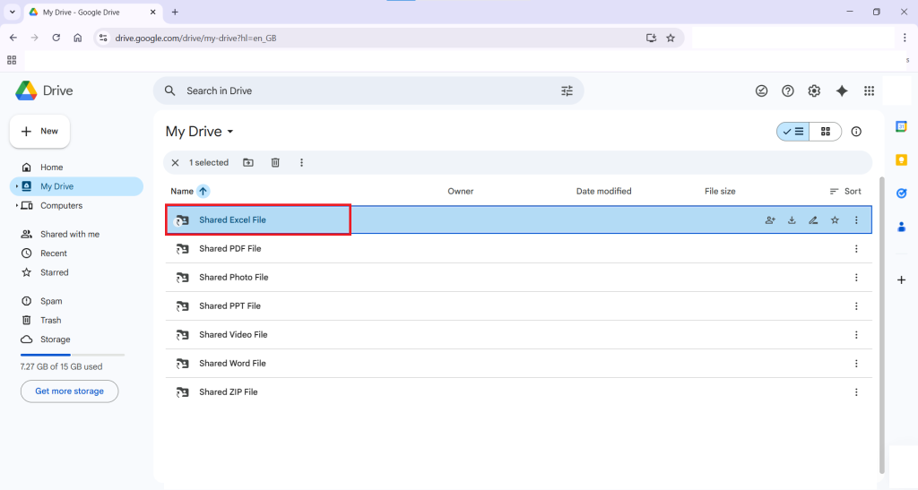Select Shared Excel File Download the file to your computer
