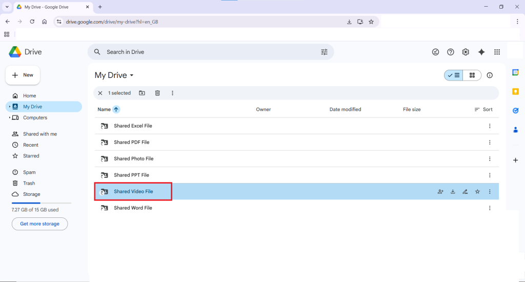 Select Shared Video File Download the file to your computer