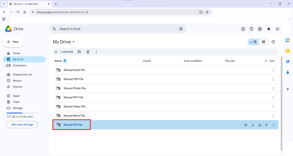 Select Shared ZIP File Download the file to your computer
