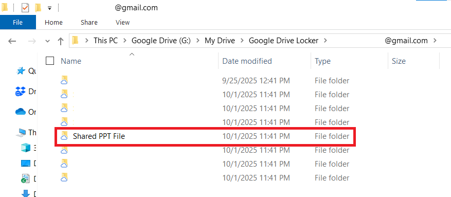 Shared PPT File in Encrypted location of Google Drive Folder Lock