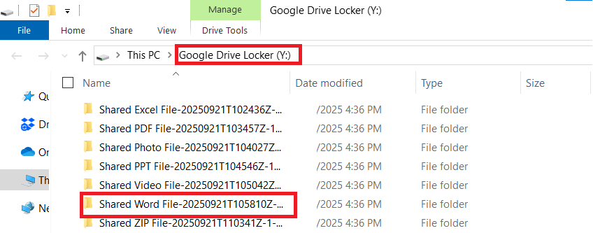Shared Word File moved and available to accessed in Google Drive locker