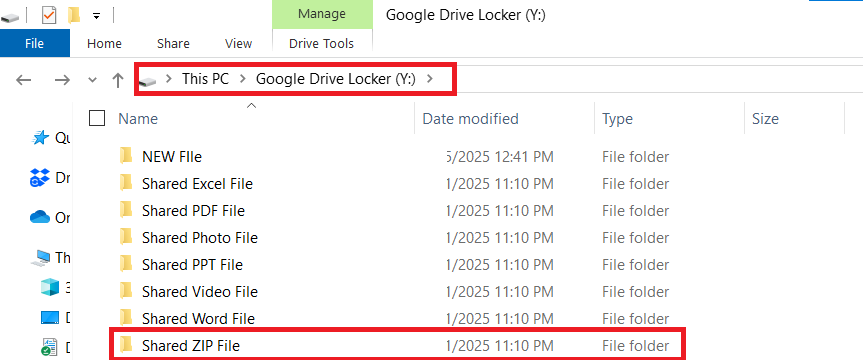 Shared ZIP File Folder in Google Drive Locker
