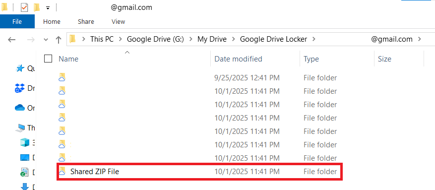 Shared ZIP File in Encrypted location of Google Drive Folder Lock