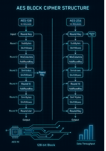 AES-128 vs AES-256 Structural Comparison