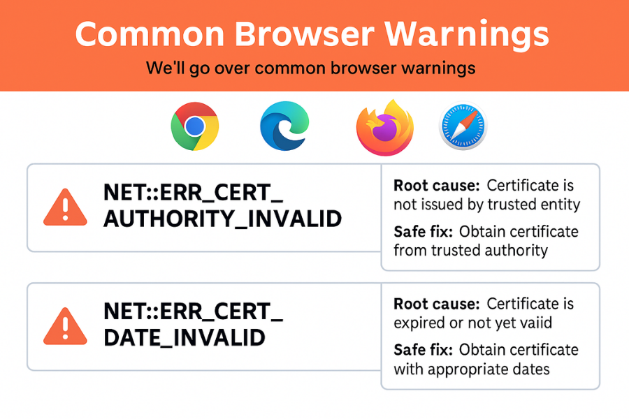 Common TLS/SSL Warnings Across Browsers