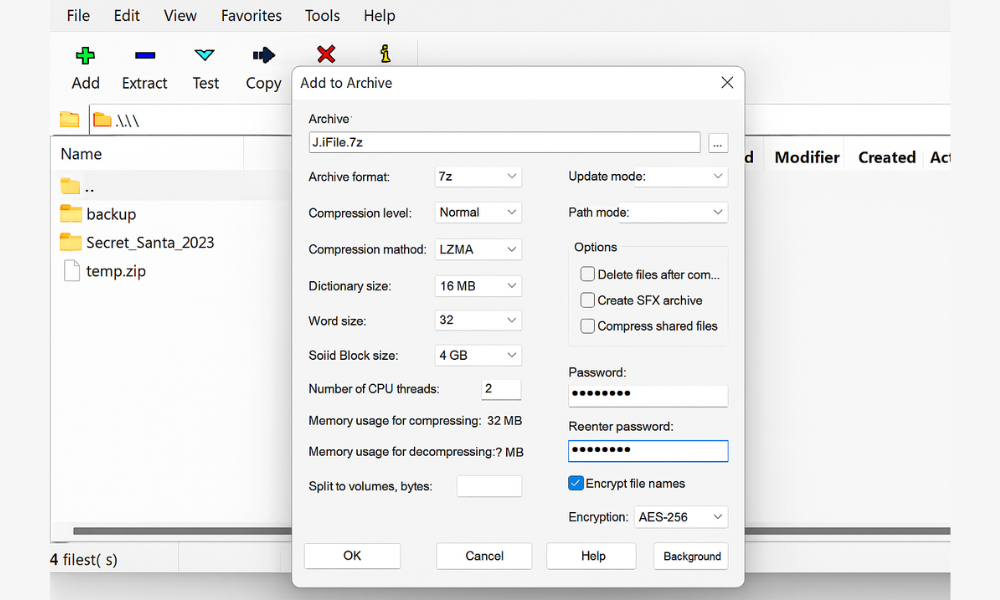 File Encryption Process with 7 Zip Encrypt before you upload to Google Drive