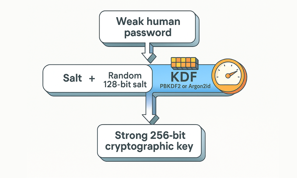 Salt KDF Workflow Weak Password Into a Strong Key