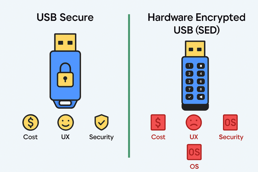 USB Secure Versus Hardware Encrypted USBs