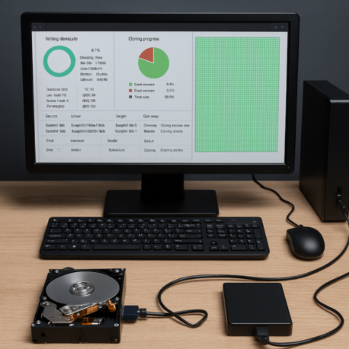 Forensic imaging setup with failing drive