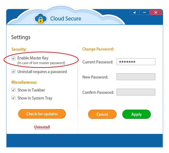 enable master key