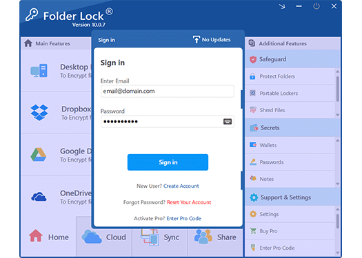Folder Lock Interface